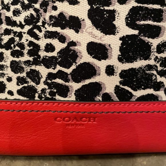 COACH Red Medium Sized Wristlet with Black/Ivory Animal Print - Picture 4 of 6